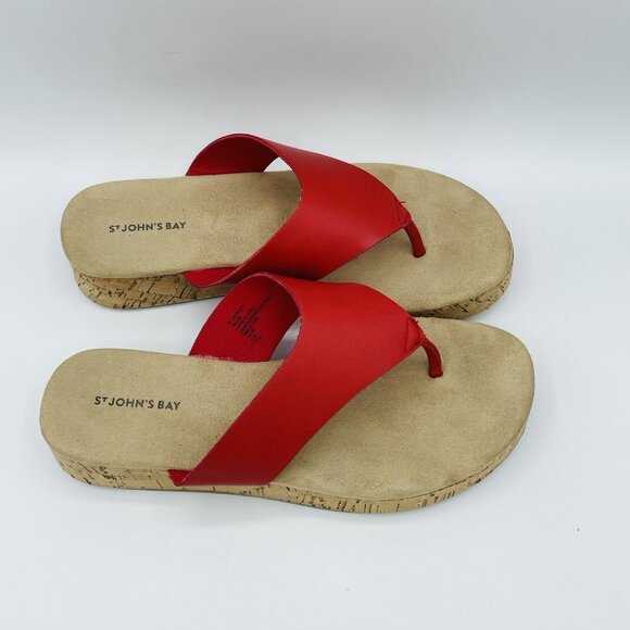 ST Johns Bay Sandals Womens Size 7M Red Salden Platform Comfort Thong Flip Flops - Picture 3 of 11